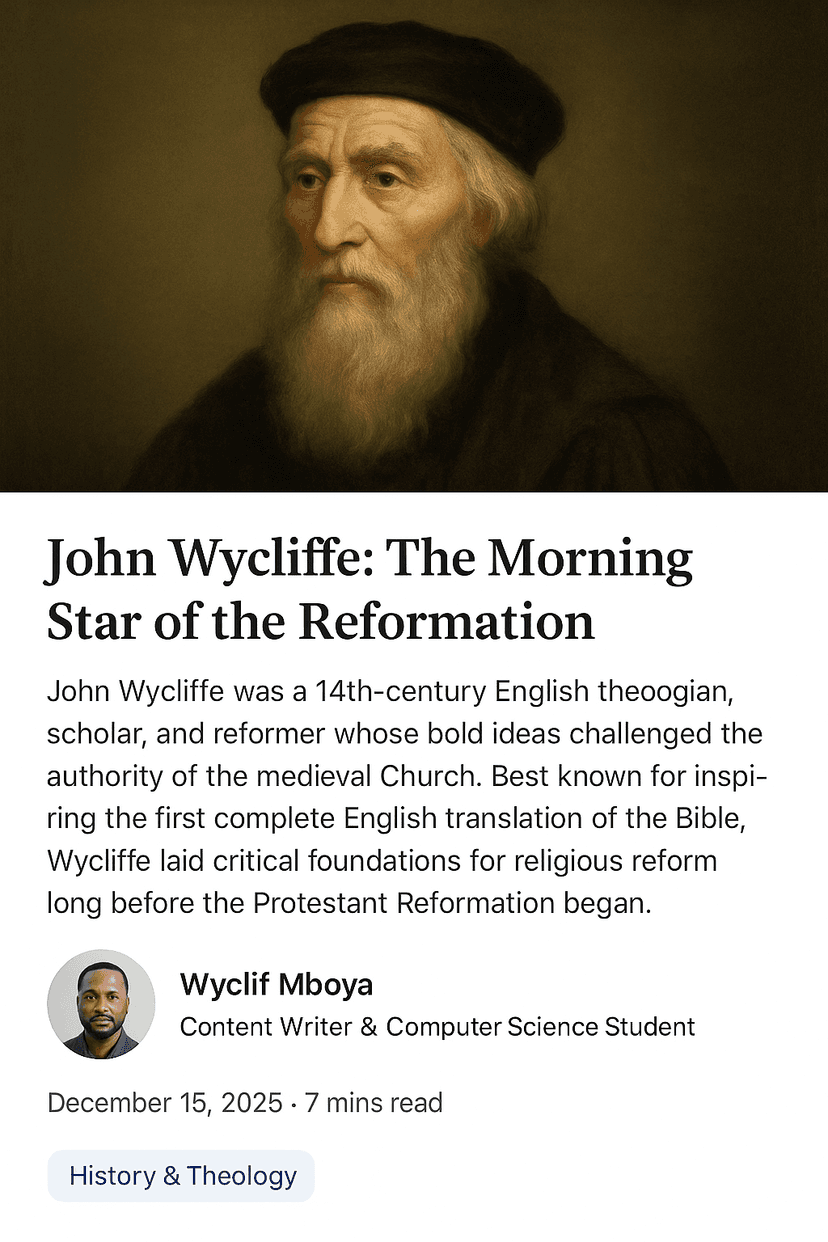 John Wycliffe: The Morning Star of the Reformation